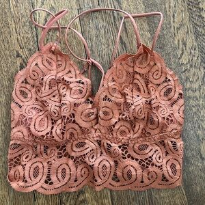 Pink Brand Rust Shimmer Bralette Adjustable Straps Size Small